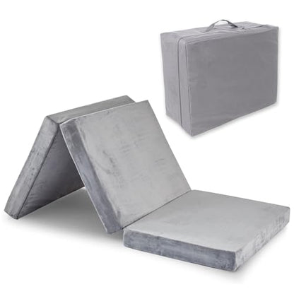 SINWEEK 3.8" Twin Memory Foam Folding Topper with Storage Bag - Foldable Trifold Floor Mat Topper, CertiPUR-US Certified Guest Sleeping Pad, Machine Washable Cover - size: T (38 x 75 Inch), style: Slow Rebound Memory Foam