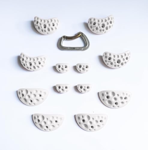 Moon Rock Climbing Holds Easy to Grab for Home Climbing Walls and Swing Sets. Positive in Cut Jugs Great for Kids. Dual Texture, Eco Friendly, Non-Toxic. 2X Stronger Recycled Material. (Bone White) - color: Bone White