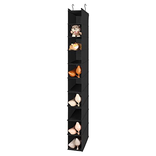 MAX Houser 10 Tier Foldable Hanging Shoe Organizer, Hanging Shoe Storage Shelf, Black - color: Black, size: 1-Pack