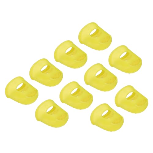 PATIKIL Finger Tips Anti Slip Fingertip Protector, 10 Pack 30mm Silicone Finger Guard for Paper Sorting Sewing Guitar Playing, Yellow XL Size - color: Yellow