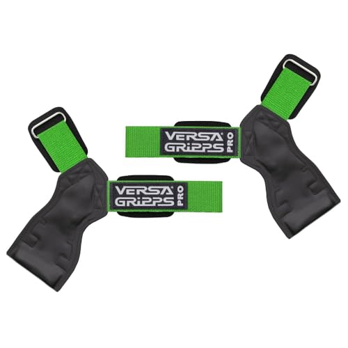 Versa Gripps® Pro, Made in The USA, Wrist Straps for Weightlifting Alternative, The Best Training Accessory - color: Neon Lime Green/Black, size: Small: 6-1/8" to 7"