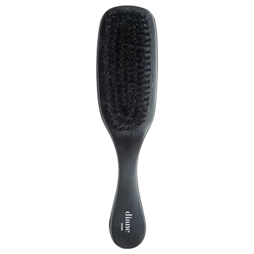 Diane Boar Curved Wave Brush for Men and Women - Black, Soft Bristles for Fine to Medium Hair - Use for Detangling, Smoothing, Wave Styles, Soft on Scalp, Restore Shine and Texture - color: Black Curved Wave Brush, size: 1 Count (Pack of 1)