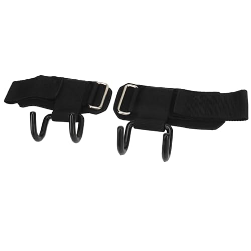 Powerlifting Straps Dual Hook Design Increase Grip Strength for Strength Training Weightlifting Exercises 2pcs Black