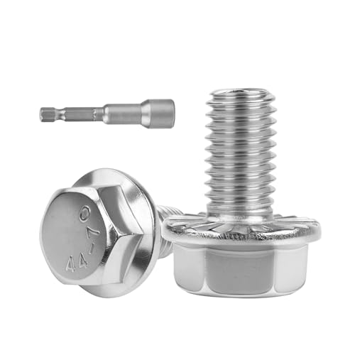M6x12mm Serrated Flanged Hex Head Screws Bolts 25pcs HS/JXLS-10 | 304 Stainless Steel, External Hex Machine Screws, Equipped with Hex Sleeve, for Construction, for Automotive, for Industrial - size: M6x12mm