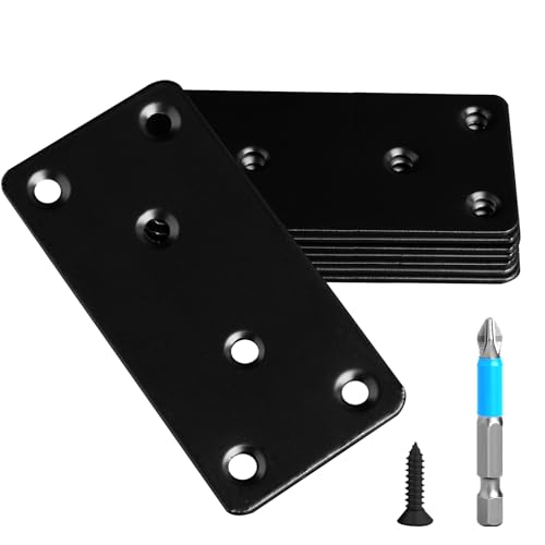 4 Pcs Mending Plate, 3.94 x 1.97 inch Stainless Steel Flat Plates with Holes, Straight Metal Mounting Braces Brackets Kit for Furniture, Wood Joint Connector (Black, 3.94 inch) - color: Black, size: 3.94 inch