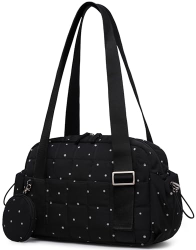 CAMTOP Mini Gym Bag for Women, Small Gym Tote Bag Puffy Quilted Sports Duffel Bag with Wet Compartment and Coin Purse Duffel Bags Dance Yoga Workout Bag for Gifts (Polka Dot, Mini-12.6") - color: Polka Dot, size: Mini-12.6"