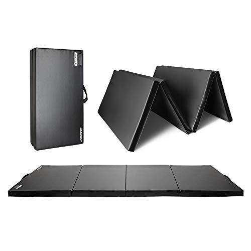 RitFit Upgraded Folding Exercise Mat, 2 Inch Thick Gymnastics Mat | Tumble Mat with Carrying Handles for Yoga, MMA, Stretching, Core Workouts and Home Gym Protective Flooring - color: Black(4' x 10')