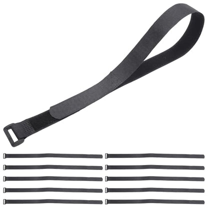 ABOOFAN 12pcs Elastic Hook and Loop Straps with Buckles 25mm X 600mm Reusable Fastening Ties Cargo Binding Belt for Yoga Mat Carrying and Drone Storage