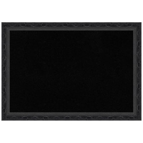 Amanti Art Black Cork Board for Wall, 28x40 Vision Board with Black Frame, Large Corkboard Office Decor for Home Organization, Traditional Corkboard Pinboard to Display Items for Home Organization - color: Filigree Gloss Black, size: 40" x 28"