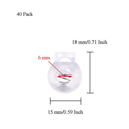Spring Elastic Fastener Toggles Plastic Cord Lock Buttons Stopper Slider Thread Smooth Hold Tightly - color: Clear-18*15mm 40pcs