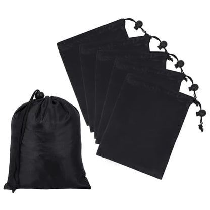 10 Pack Drawstring Bag with Toggle, Black Nylon Gym Ditty Bag Stuff Sack Storage Pouch for Travel Storage Pantry Gifts Organization, 7.95 x 6.14 Inch