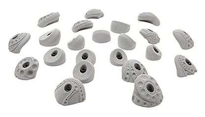 Atomik Rock Climbing Holds Set of 22 Bolt-on Tennis-Shoe Friendly in Earth Tone Gray