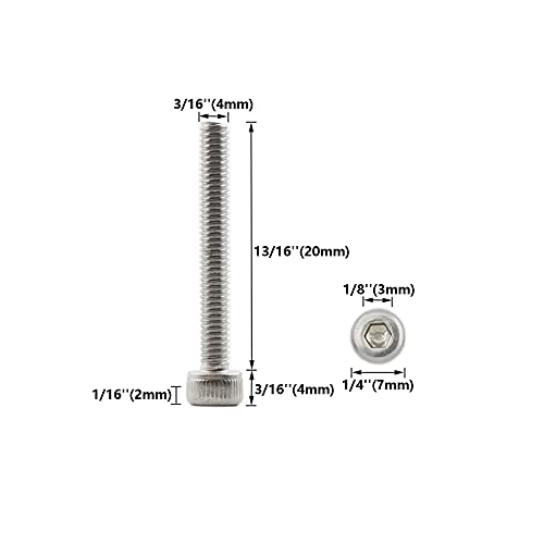 20 PCS Socket Head Cap Screws, TTZEZE 304 Stainless Steel Metric Machine Bolts Hex Socket Screw, Socket Drive Bright Finish Full Machine Threads for Shelf Chair Desk Install Repair (M4x20mm) - color: M4, size: 20mm