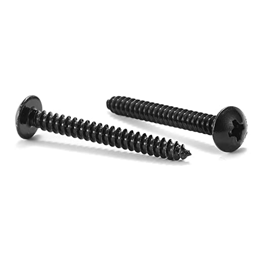 #8 x 1-1/4" Wood Screw 100Pcs Truss Head Phillips 18-8 (304) Stainless Steel Fast Self Tapping Screws Black Oxide by SG TZH - size: #8 x 1-1/4"