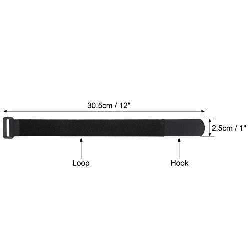 Wisdompro 12 Pack 1 x 12 Inch Long Hook and Loop Tie Down Straps Heavy Duty | Durable Nylon, Reusable, Large, Wide, Black, Functional Adjustable Fastening Cinch Strap Cable Cord for Home, Office, Outdoor - size: 1 x 12 Inch, 12 Pack
