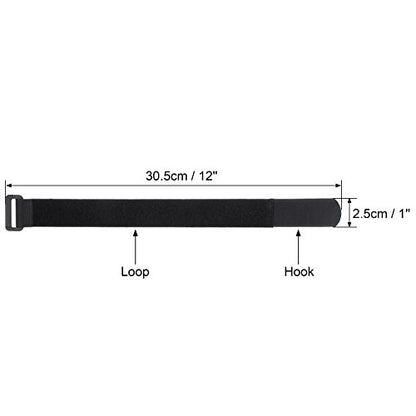 Wisdompro 12 Pack 1 x 12 Inch Long Hook and Loop Tie Down Straps Heavy Duty | Durable Nylon, Reusable, Large, Wide, Black, Functional Adjustable Fastening Cinch Strap Cable Cord for Home, Office, Outdoor - size: 1 x 12 Inch, 12 Pack