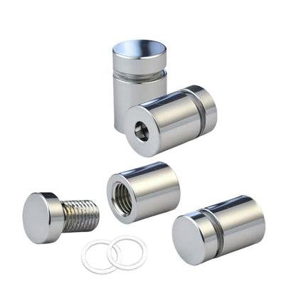 Pack of 4, Aluminum Standoff Screws, Wall Sign Standoff Mounting Hardware Advertising Glass Standoff for Acrylic Picture Frame (Polished Chrome Electroplated, 1/2" x 1/2") - color: Polished Chrome Electroplated, size: 1/2" x 1/2"