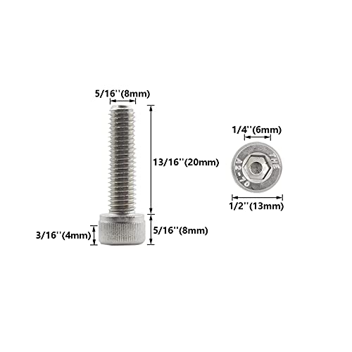 20 PCS Socket Head Cap Screws, TTZEZE 304 Stainless Steel Metric Machine Bolts Hex Socket Screw, Socket Drive Bright Finish Full Machine Threads for Shelf Chair Desk Install Repair (M8x20mm) - color: M8, size: 20mm