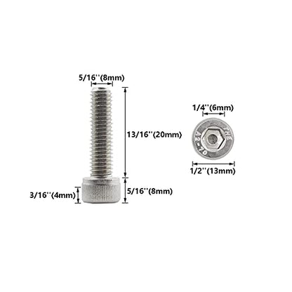 20 PCS Socket Head Cap Screws, TTZEZE 304 Stainless Steel Metric Machine Bolts Hex Socket Screw, Socket Drive Bright Finish Full Machine Threads for Shelf Chair Desk Install Repair (M8x20mm) - color: M8, size: 20mm
