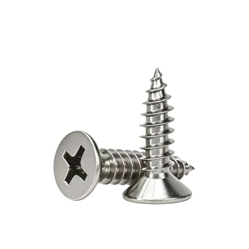 #4 Flat Head Phillips Wood Screws 150Pcs, 304 Stainless Steel, 3/8" | M3x10mm countersunk self-tapping hardware. Precision fasteners perfect for securing outdoor decking & indoor hinges. - color: Sliver, size: #4 x 3/8''-150pcs