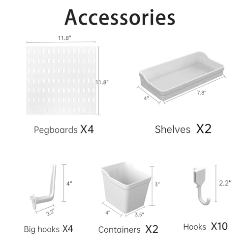 Revamp Your Space With A Versatile Pegboard Kit - Effortlessly Organize Home, Office, And Gaming Setup With Customizable Hanging Solutions (White)