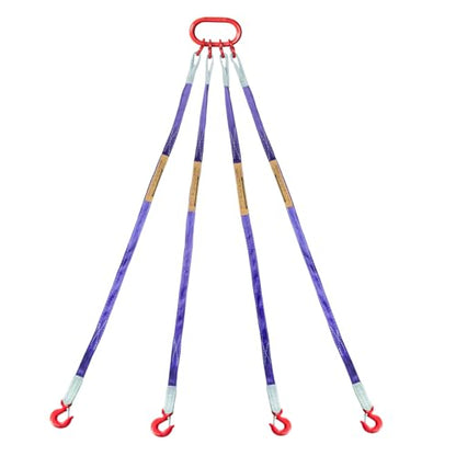 Industrial-Grade 5 ft (1.5m) Polyester Lifting Sling – 8,800 lbs (4 Ton) Capacity, 4 Legs, 6:1 Safety Ratio, G80 Hooks – Heavy-Duty, Durable, and Safe for Rigging and Overhead Lifting