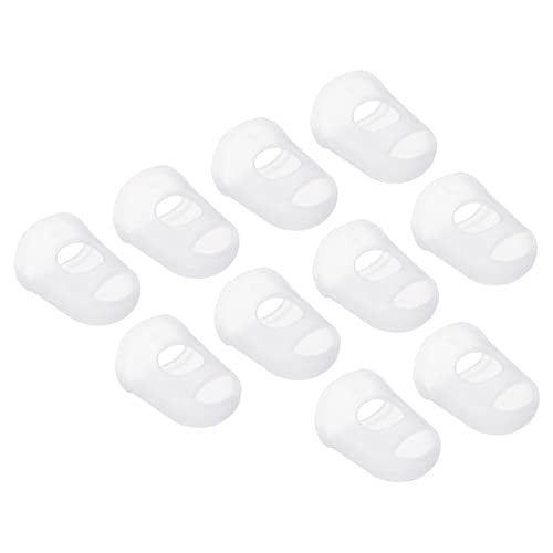 PATIKIL 0.67 Inch Rubber Finger Tips, 30 Pack Silicone Thumb Fingertip Protector Covers Pads Thimble for Guitar Playing Office Counting Sewing, Clear XS Size - color: Clear, size: 0.67 Inch