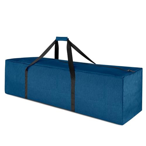 TOPDesign 1-Pack 46 Inch Extra Large Zippered Duffel Bag for Travel Camping Sports Equipment Storage, Waterproof Foldable Luggage Bag with Padded Handles (Light Blue) - color: Light Blue, size: 46 Inches