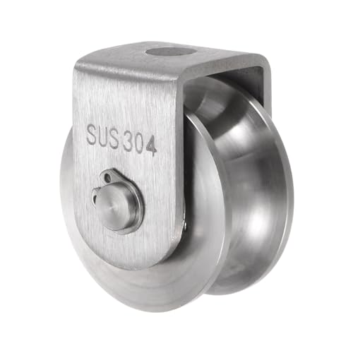 uxcell U Groove Wheel Pulley 304 Stainless Steel, 1.9" Dia Track Wheel Pulley Block Roller Loading 880lbs for Sliding Gate, Industrial Machines, Groove Width 0.62" - size: 1.9" wheel dia, 0.62" groove width