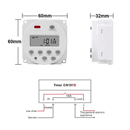 CN101S 1 Second Interval 110V Digital LCD Timer Switch 7 Days Weekly Practical Programmable Time Relay Programmer