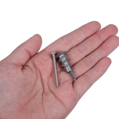 Hemobllo 30 Sets Zinc Alloy Drywall Anchor Screw Kit with Self Drilling Screws and Nylon Expansion Plugs, Reinforced Support, No Extra Holes Required, for Mounting Lights and Shelves
