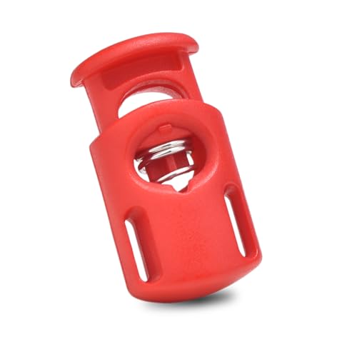 CooBigo 10 Pack Plastic Spring Cord Locks for Drawstring Paracord, Cord Stopper Toggle Clasps for Sweatpants Hoodie Gloves Hats Swim Goggles String Clip Elastic Shoeslace String Lock Red - color: 10-Red 10pcs