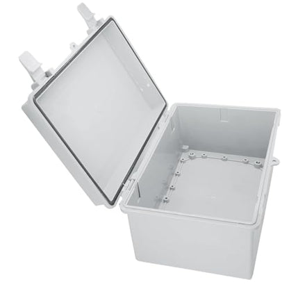 Waterproof Outdoor Electrical Box Junction Box Weatherproof IP67 ABS Plastic Enclosure Switch Router Project Box with 2 Cable Glands Grey 11.4"x7.5"x5.5" - size: 11.4"L x 7.5"W x 5.5"H