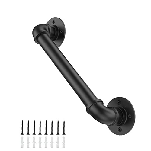 Willstar 2FT Industrial Staircase Handrail Non-Slip Pipe Bar Foot Rail Wall Mount Stair Rail Vintage Grab Bar for Steps Black Iron Pipe Handrail for Outdoor Indoor Stairs Loft Porch Hand Rail (2ft) - size: 2 FT