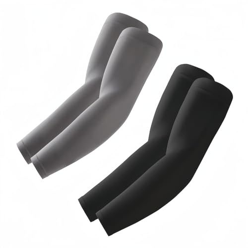 ROXUN Arm Sleeves Cooling UV Sun Protection Sport Compression for Men Women | UPF50,Seamless cover arms,Tattoo-covering,Lightweight & breathable,daily wear,Outdoor work,Basketball Baseball,Mangas - color: Black+dark Gray