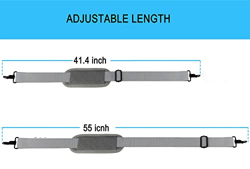 Shoulder Strap, Durable 55" Universal Replacement Laptop Shoulder Strap, Adjustable Comfortable Belt with Metal Hooks for Briefcase, Computer Messenger Bag, Laptop Case Luggage/Duffel/Camera, (Grey) - color: Grey