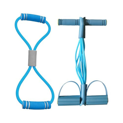Pedal Puller Resistance Band 8-Tube Puller Rope | with 8-shaped Training Strap Adjustable Elastic Yoga Bands for Stretching for Fitness Workout Pilates - color: Blue