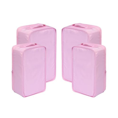 Travel Shoe Bags, Foldable Waterproof Shoe Pouches Organizer-Double Layer (2+2 Pink Shoebags) - color: Pink, size: 2+2 Packs