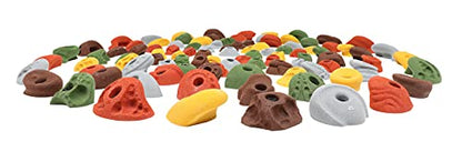 Atomik Rock Climbing Holds Set of 100 Bolt-On Classic in Assorted Earth Tones - Includes Jugs, Edges, Pinches, Footholds for Home Walls