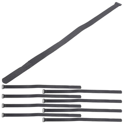 CALLARON 12pcs Black Loop Fastener Cinch Straps 25mm X 600mm Adjustable Cargo Binding Belts for Yoga Mat Carrying, Cord Organizer, and Sports Equipment Storage