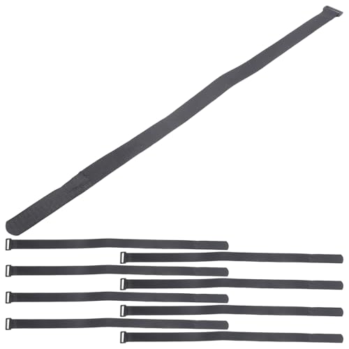 CALLARON 12pcs Black Loop Fastener Cinch Straps 25mm X 600mm Adjustable Cargo Binding Belts for Yoga Mat Carrying, Cord Organizer, and Sports Equipment Storage