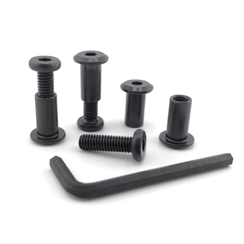 Black M6 x 3/4" Hex Drive Socket Cap Bolts Screws Kit,ALLOYPRO 35-Sets Binding Post Screws Socket Cover Connecting Bolt Fixing Post Screw for Furniture Chair Crib Table Cabinets,M6x20mm - color: Black, size: Black-M6*20mm-35sets