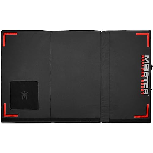 Meister Boulder Beast XL Tri-Fold Climbing Crash Pad w/Backpack Straps | Oversized 72" x 44" landing area with 5" multi-layer cushioning for bouldering + shoe cleaning carpet