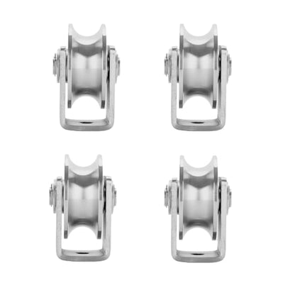 Stainless Steel U Groove Wheel Heavy Duty Pulley Smooth Rolling Door Wheels Sliding Gate Hardware High Weight Capacity Rollers Rolling Driveway Gate Bracket Rollers for Carts Furniture Machinery - size: 4pc 2inU