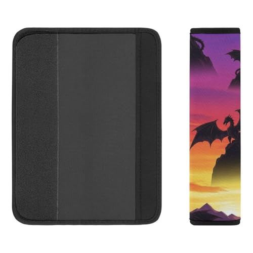 1 Pair Universal Fit Seat Belt Cover for Elderly Support, Most Cars, Fantasy Purple Dragons Lovers Seat Belt Cushion, Neck and Shoulder Support - color: Pattern 1112