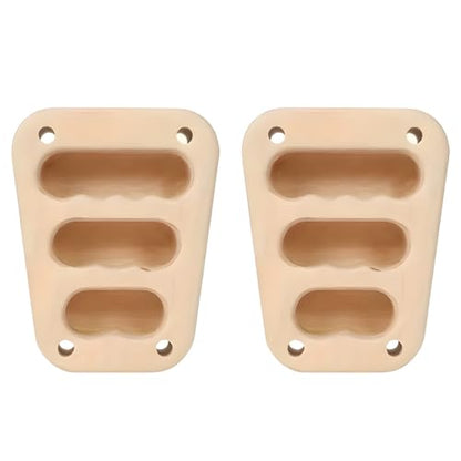 2 Pcs Wood Hangboard, Climbing Hangboard with Three Finger Grooves, Portable Hangboard for Finger Strength Training, Trapezoid Rock Climbing Holds, for Home Gym and Pull Up Bar