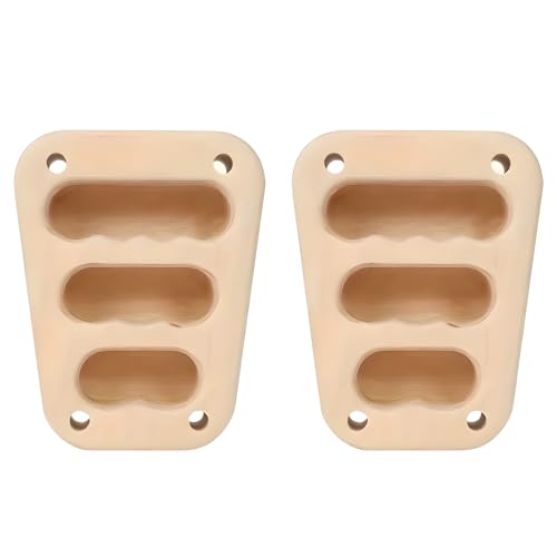 2 Pcs Wood Hangboard, Climbing Finger Strength Training Board with Three Finger Grooves, Portable Trapezoid Rock Climbing Holds, for Home Gym and Pull Up Bar