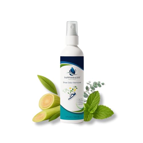 Natural Shoe Freshener Spray - 4oz (120ml) Water-Based Mist with Eucalyptus, Peppermint, Tea Tree & Lemongrass - Quick Acting Odor Neutralizer for Shoes, Gym Bags