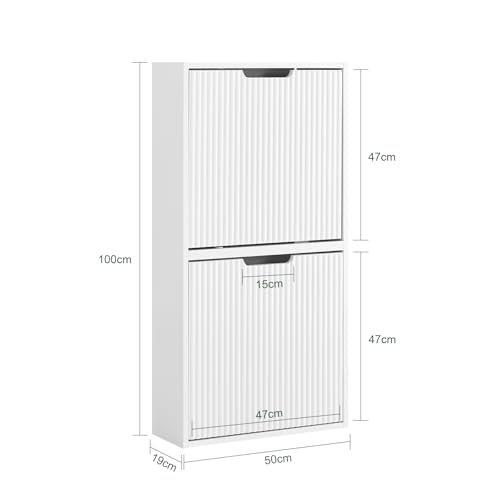 SoBuy Wall Mounted Slim Shoe Cabinet for Entryway, Narrow Shoe Rack Cabinet with 2 Flip Drawers, FSR204 (White) - color: White, size: Wall Mounted