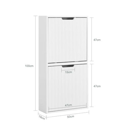 SoBuy Wall Mounted Slim Shoe Cabinet for Entryway, Narrow Shoe Rack Cabinet with 2 Flip Drawers, FSR204 (White) - color: White, size: Wall Mounted